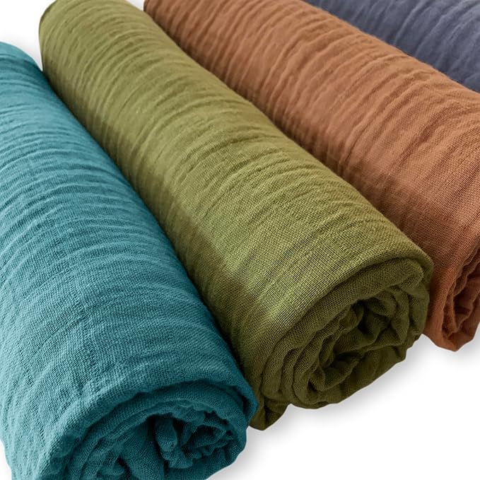 SwaddleDesigns Cotton Muslin Swaddle Blankets for Babies, Set of 4, Neutral Receiving Blankets for Newborn, Baby Registry & Gift, 46x46 inches, Wind & River