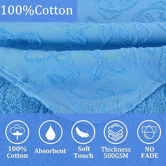Toddler Bath Towels with Hood, Oversized (2-4Years,22"X22") Made from 100% Soft Cotton,Absorbent Hooded Poncho Towel for Baby Boy,Perfect for Pool | Swimming | Bath | Beach,Jacquard Blue Fish