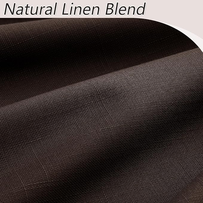 Guken Brown 100% Blackout Curtains 72 Inch Length 2 Panels Set for Living Room Bedroom Back Tab Thermal Insulated Black Out Linen Drapes Room Darkening Window Curtains 52 Inches Width