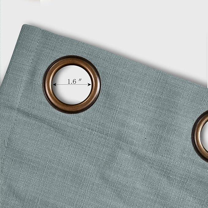 ChadMade 120W x 96L Inch Dark Grey Linen Polyester Curtain Drapes with Blackout Lining, Room Darkening Antique Bronze Grommet Curtain for Sliding Glass Door Patio Door Living Room (1 Panel)