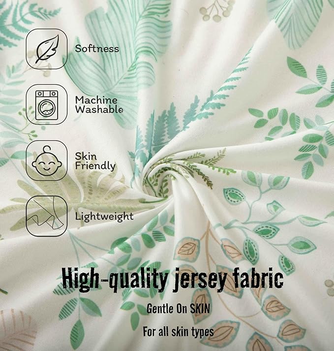 SDY Jersey Bassinet Sheets for Baby Boys and Girls,32 "x 16 "x 4", 2 Pack, Green Standard Oval/Retangle Bassinet Mattress Sheets for Toddler,Super Soft Breathable