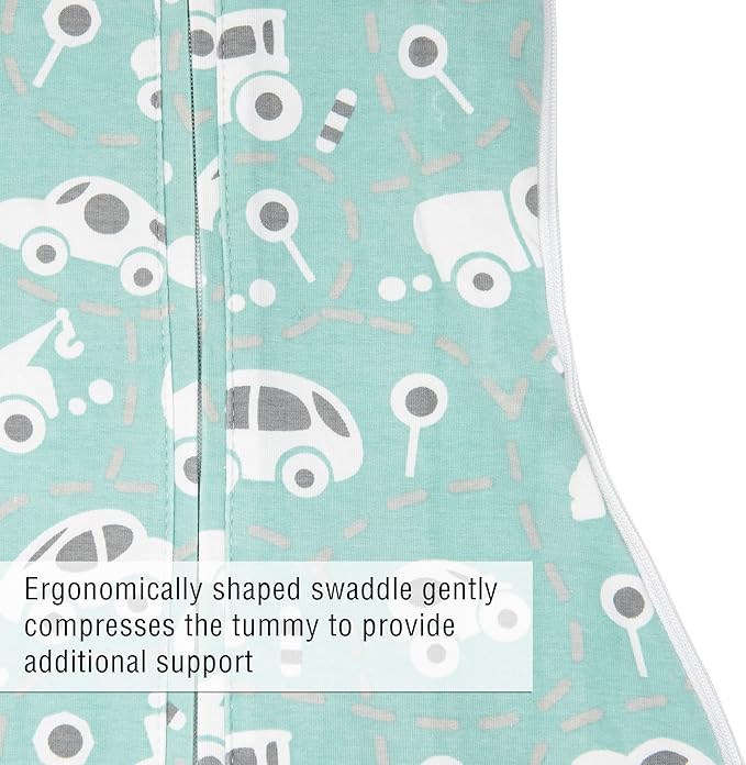 Woombie Grow with Me Baby Swaddle , Convertible Swaddle Fits 0-9 Months, Expands to Wearable Blanket for up to 18 Months, Buzzy Cars