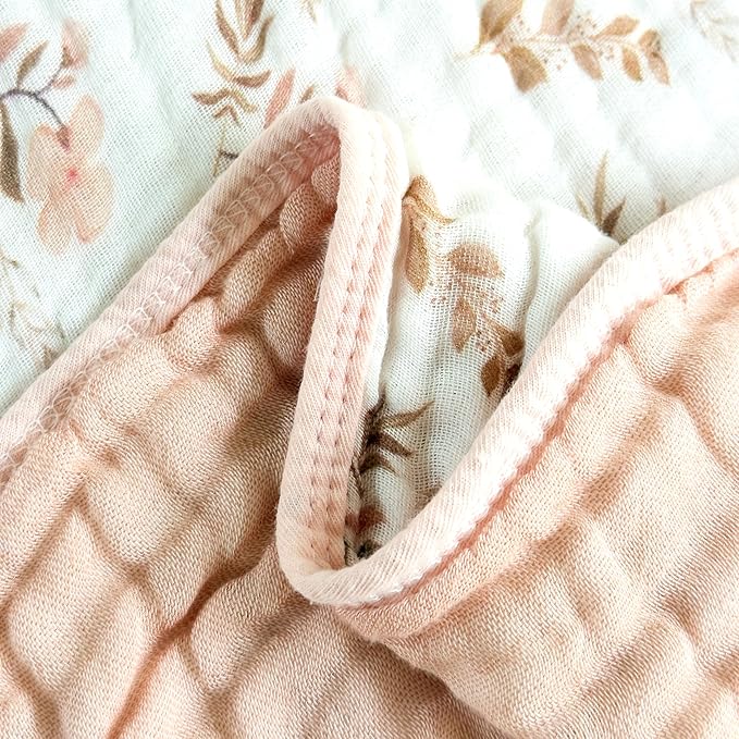 Pack of 2 Ultra Soft Muslin Baby Blankets for Girls Boys Breathable Lightweight Cotton Muslin Swaddle Blankets for Infant Toddler, Newborn Nursery Swaddling Wrap 43"X43" (Floral and Cherry)