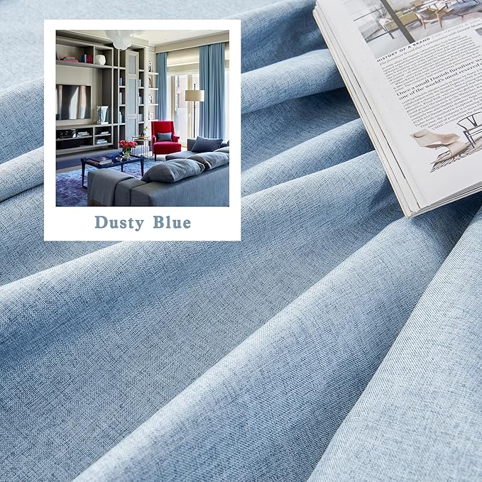DUALIFE Back Tab Curtains 90 Inches Long for Bedroom 2 Panels Set Thermal Insulated Room Darkening Window Curtain Drapes/Panels for Living Room Boys Rod Pocket 50W x 90L Inch Dusty Stone Blue