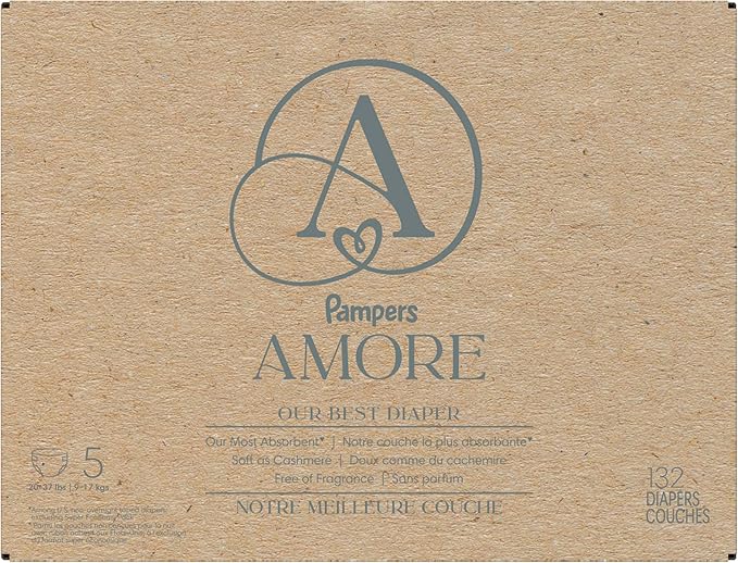 Pampers Amore, Size 5 (20-37 lbs), 132 Count, Our Best Diaper