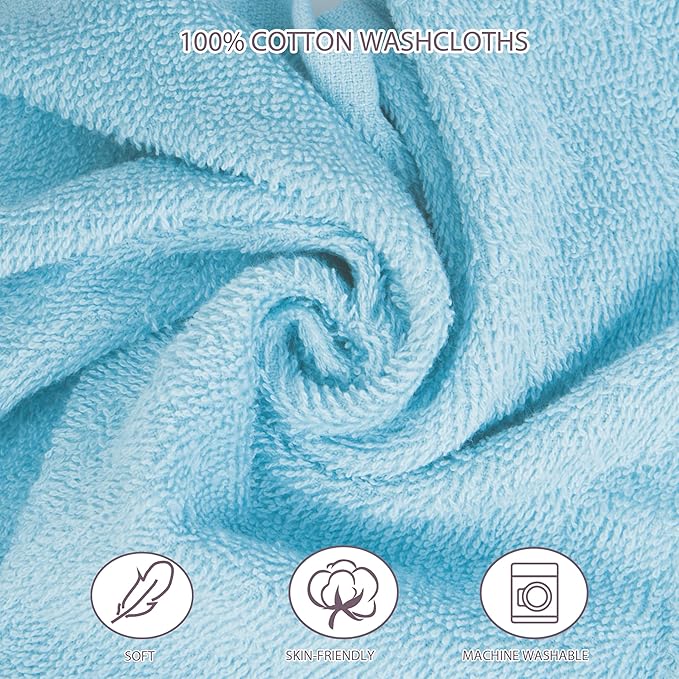 4 Pack Baby Washcloths 100% Cotton Soft and Absorbent Terry Wash Cloths for Sensitive Skin Face Hand Body Burp Rag Wipes Essentials for Newborns Infants Toddlers Girls Boys