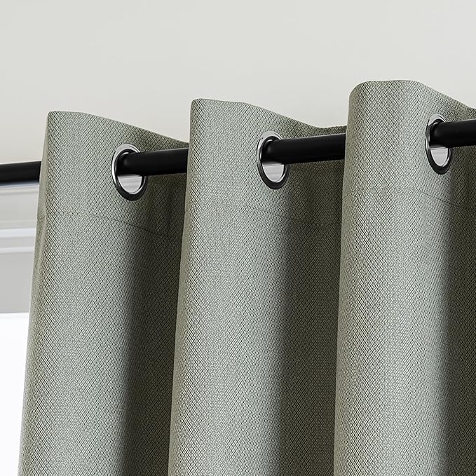 PrinceDeco 100% Blackout Curtains for Bedroom 108 Inches Long, Grommet Living Room Drapes, Thermal Insulated Blackout Curtains 2 Panels Set,Jacquard-Woven,55" W x108 L, Sage
