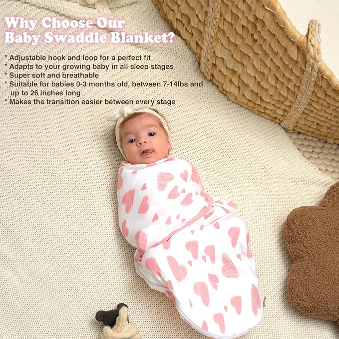 Bublo Baby Newborn Swaddle Blanket for 0-3 Month, Swaddles for Newborns Baby Girls Boys, 100% Organic Cotton Nursery Swaddling Blankets, Adjustable Sleep Sack for Babies (3-Pack)