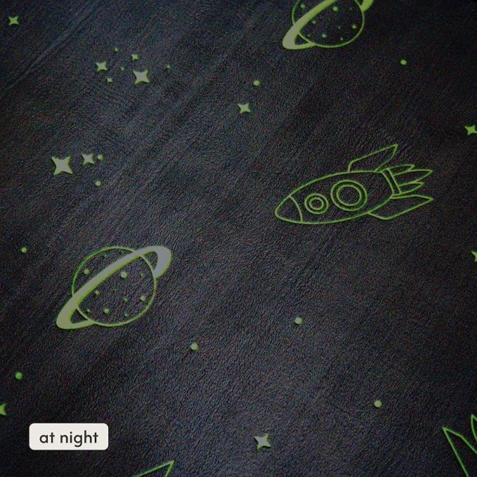 Hakuna Matte GlowCloud Baby Play Mat for Floor 47”x 67” Planets – Coral Velvet Memory Foam Rug for Crawling & Cozy Play – Non-Slip, Water-Resistant, Easy-Care Tummy Time Mat, Playmat for Playpen