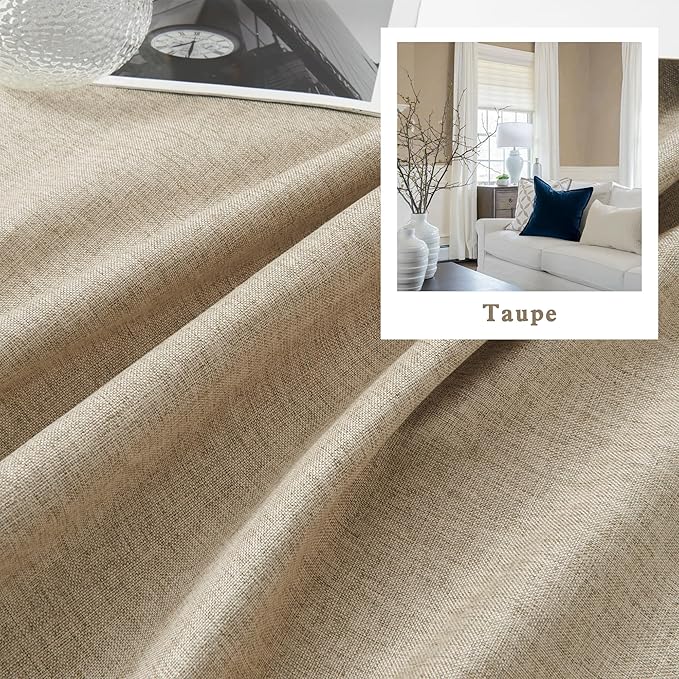 DUALIFE Taupe Curtains 102 Length 2 Panels, Tan Brown Blackout Curtains Thermal Insulated Window Treatment Room Darkening Drapes for Living Room Back Tab/Rod Pocket,50 by 102 Inches Long