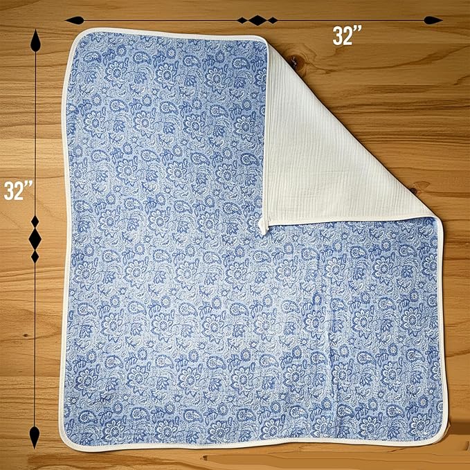 2-Pack Muslin Hooded Baby Towels, 100% Cotton, Towels for Babies, Infants, Toddles, Soft and Absorbent for Boy and Girl, Double Layered Baby Towel With Hood, Babies Muslin Towel Set (Blue Flowers)