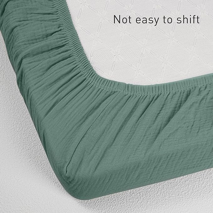 Muslin Mini Crib Sheets, 2 Pack for Baby Boy and Girl, Soft Breathable Stretchy Baby Pack N Play Mattress and Mini Cribs Sheet, Universal Fitted Portable/Mini Crib Mattresses (Bright Leaves)