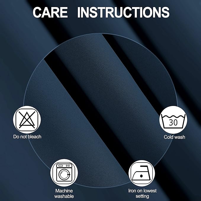 LEMOMO 100% Blackout Navy Blue Curtains with Black Lining/52 x 63 Inch/Set of 2 Panels Thermal Insulated Room Darkening Curtains for Bedroom