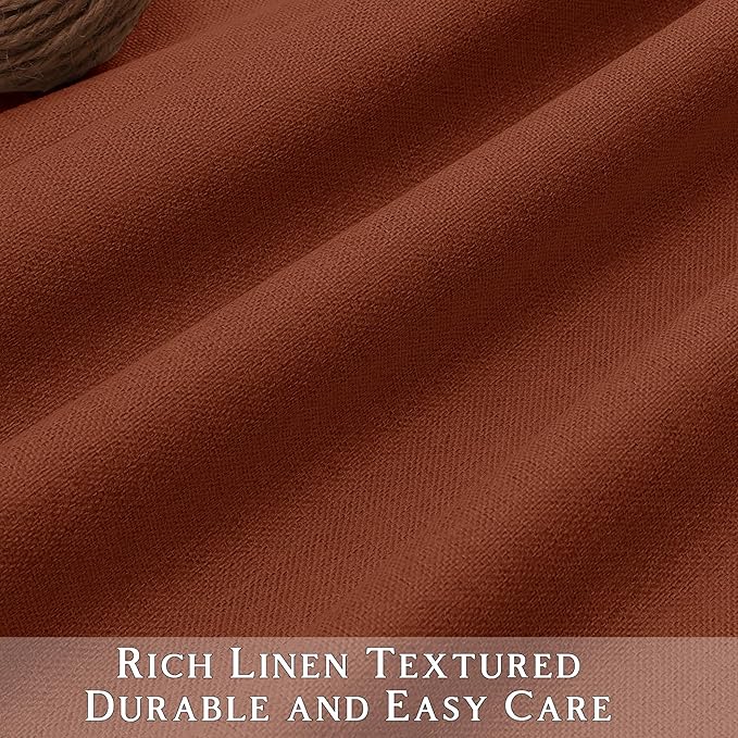 ChrisDowa 100% Blackout Terracotta Solid Curtains 54 Inches Long 2 Panels for Bedroom Living Room,Farmhouse Room Darkening Thermal Insulated Soundproof Grommet Top Window Treatment Drapes,52x54