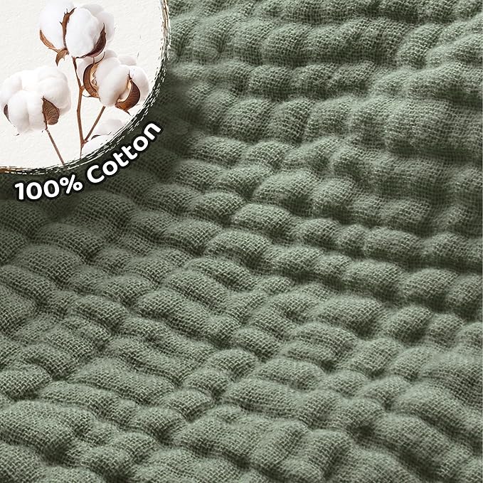 Pro Goleem 2 Pack Muslin Crib Sheets for Boys and Girls, Soft Breathable Neutral Fitted Cotton Baby Bed Sheets Set for Standard Crib Mattress & Toddler Mattress 52"x28", (Grey＆Green)
