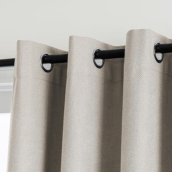 PrinceDeco Blackout Curtains for Bedroom – 100% Light Blocking Thermal Insulated Curtains 84 inch Length, Noise Reducing Energy Saving Drapes for Living Room,Nursery,2 Panels,55" W x84 L, Stone
