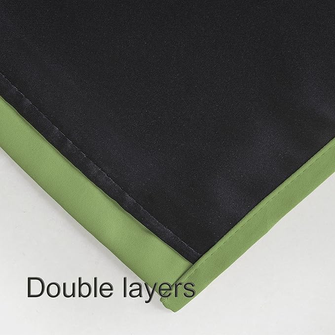 LEMOMO 100% Blackout Curtains 40 x 84 Inch/Light Green Curtains 2 Panels with Black Lining Room Darkening Thermal Insulated Bedroom Curtains