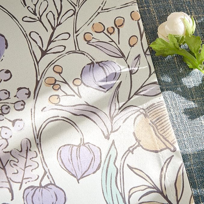 Vangao Purple Nursery Curtains for Girls Room Easter Floral 100% Blackout Curtains 84 Inch Length Farmhouse Drapes for Bedroom Room Darkening Flower Patterned Window Treatment for Kids Set of 2