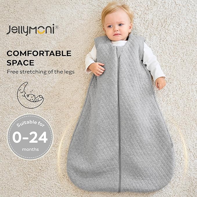 JELLYMONI Baby Sleep Sack TOG 2.5, 6-12 Months Winter Baby Wearable Blanket, 100% Cotton Infant Sleeping Sack 2-Way Zipper Warm Quilted Sleepsack