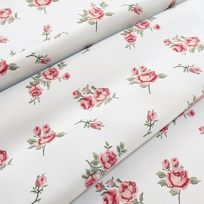 Pink Cute Floral Blackout Curtains for Nursery Girls Bedroom,Vintage Shabby Chic Light Pink White Green Boho Cottage Core Curtains for Kids Teen Coquette Room Decor 84 Inch Long 2 Panels