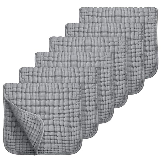 Looxii Muslin Burp Cloths 100% Cotton Muslin Cloths Large 20''x10'' Extra Soft and Absorbent 6 Pack Baby Burping Cloth for Boys and Girls (Grey)
