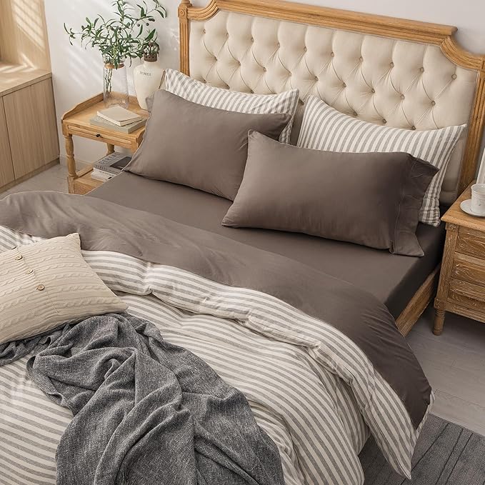 PURE ERA Jersey Knit 3pcs Bed Sheet Set 100% T-Shirt Cotton Super Soft Comfy Breathable Fits Mattress Up to 20" Extra Deep Pocket (Solid Brown, Twin XL)