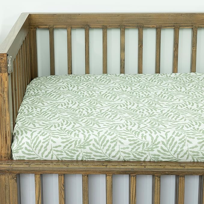 Dreamology Standard Muslin Crib Sheets,100% Cotton Muslin Crib Sheet,1 Pack, Baby Crib Sheet Girls, Boys, 100% Cotton Crib Sheets Fitted, 52x28 Crib Mattress Sheets, Muslin Sheets | Leaves