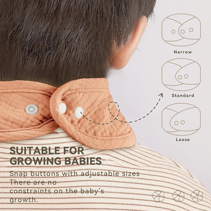 Wrrernsin Muslin Baby Bibs for Unisex Boys Girls, Cotton Drool Bibs, Adjustable Newborn Bibs for Drooling and Teething