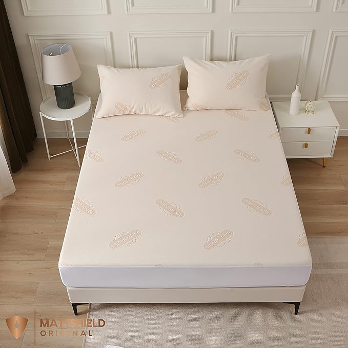 Waterproof Organic Mattress Protector Full Size – Soft Organic Cotton Top – Noiseless & Breathable 250 GSM Pad Cover – Deep Pocket Fitted Design