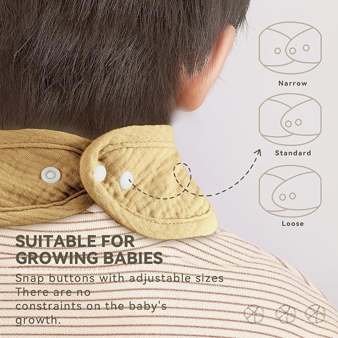 Wrrernsin Muslin Baby Bibs for Unisex Boys Girls, Cotton Drool Bibs, Adjustable Newborn Bibs for Drooling and Teething