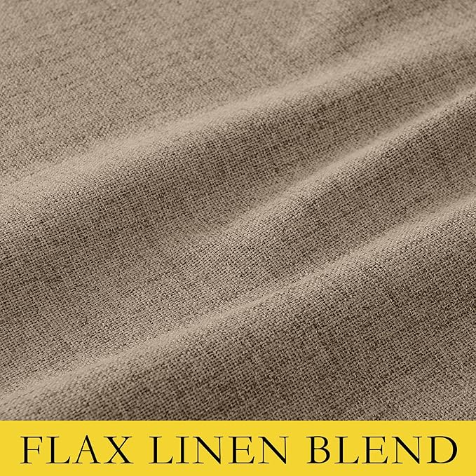 NICETOWN Linen Full Blackout Curtains 52 x 80 inch Panels, Full Bedroom Light Blocking, Thick Linen Blend Rod Pocket & Back Tab Draperies with Liners for Home Theater(Set of 2, Burlap)