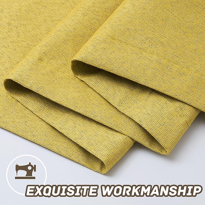 100% Blackout Linen Textured Curtains 108 Inch Length 2 Panels Set for Living Room, Bedroom, Light Weight Curtains with Grommets Top, Full Blackout Curtains Privacy Protection, Gold, 52" W x 108" L