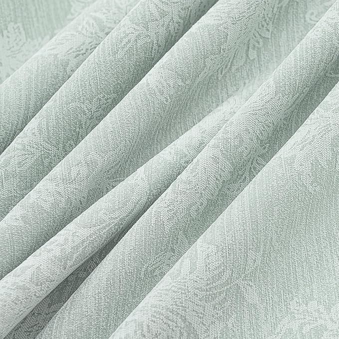 FMFUNCTEX Sage Green Floral Jacquard Blackout Curtains 108 Inches Long for Bedroom, Scroll Flower Chenille Farmhouse Curtains for Living Room Darkening Thermal Insulated Window Drapes 2 Panels