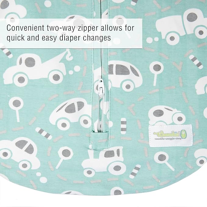 Woombie Grow with Me Baby Swaddle , Convertible Swaddle Fits 0-9 Months, Expands to Wearable Blanket for up to 18 Months, Buzzy Cars
