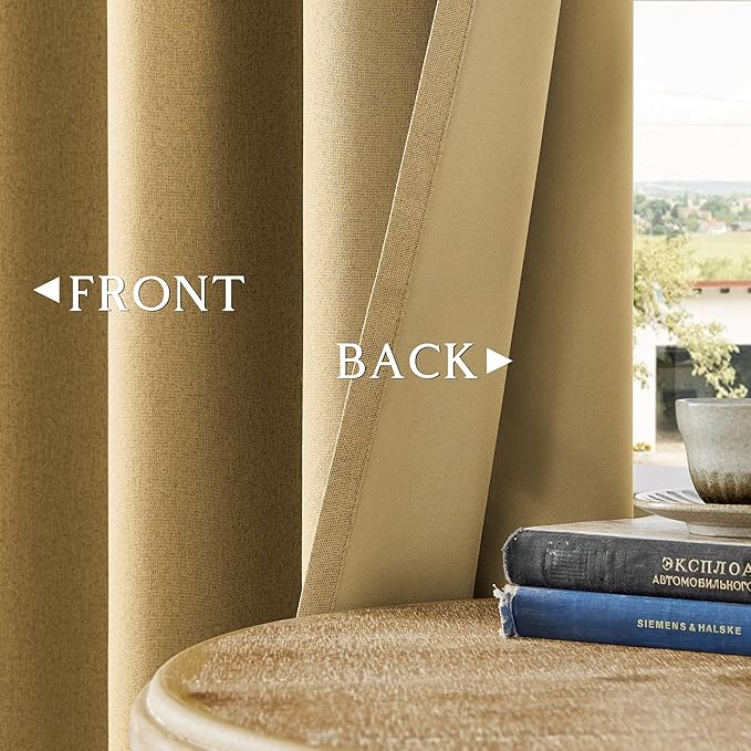 ChrisDowa 100% Blackout Mustard Yellow Solid Curtains 84 Inches Long 2 Panels for Bedroom Living Room,Farmhouse Room Darkening Thermal Insulated Soundproof Grommet Top Window Treatment Drapes,52x84