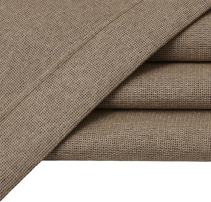 Brown 100% Blackout Linen Textured Curtains for Living Room, Bedroom, Light Weight Curtains with Grommets Top, Full Blackout Curtains Privacy Protection, Brown, 52" W x 72" L, 2 Panels