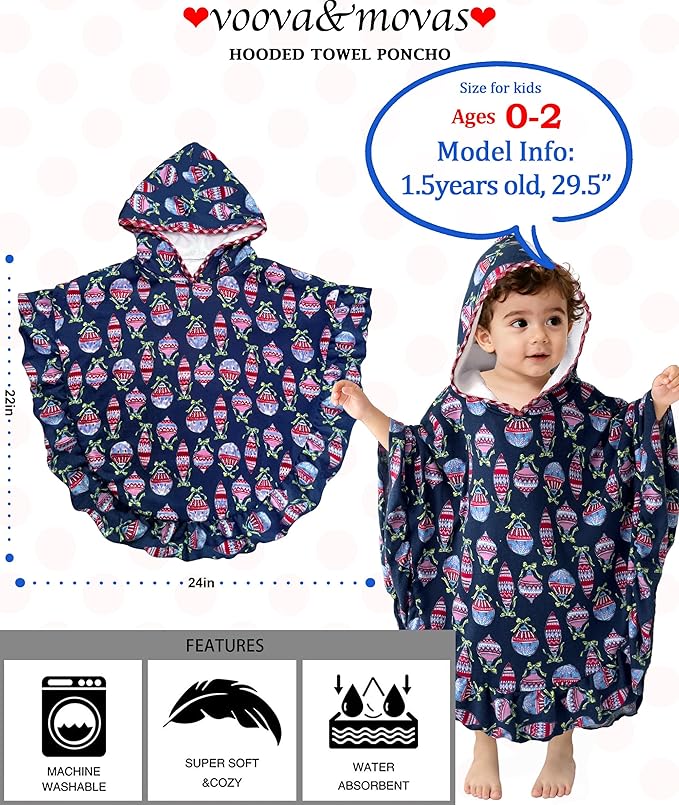 VOOVA & MOVAS Car Seat Poncho with Ruffle Trim | Soft 100% Cotton | Absorbent Thick Towel for Bath, Swim, Beach & Winter | Cozy, Lamp