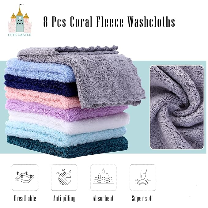 Cute Castle 2 Pack Hooded Baby Towel Rayon Made from Bamboo with 8 Washcloths - Soft Bath Towel for Bathtub for Babie, Newborn, Infant, Natural Baby Stuff Towel (Bear and Chicken)