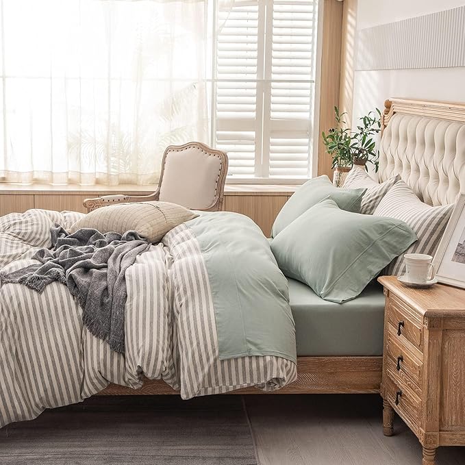 PURE ERA Jersey Knit 3pcs Bed Sheet Set 100% T-Shirt Cotton Super Soft Comfy Breathable Fits Mattress Up to 15" Extra Deep Pocket (Solid Sage Green, Twin XL)