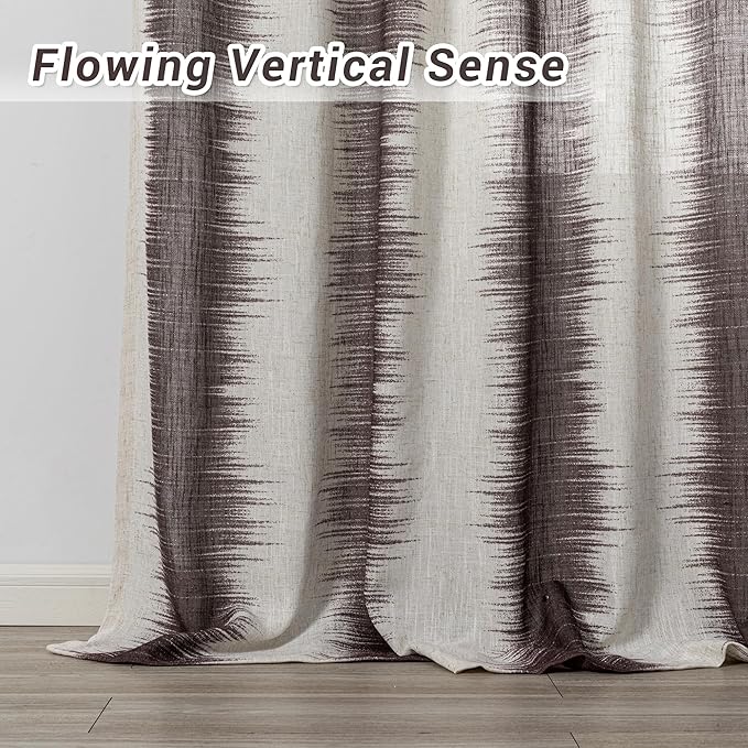 MYSKY HOME Curtains & Drapes for Living Room, Window Treatment Lines Linen Look Texture Soft Modern Decor Country Style for Front Room, Light Filtering Privacy Protect, 50" x 84", Red, 2 Panels