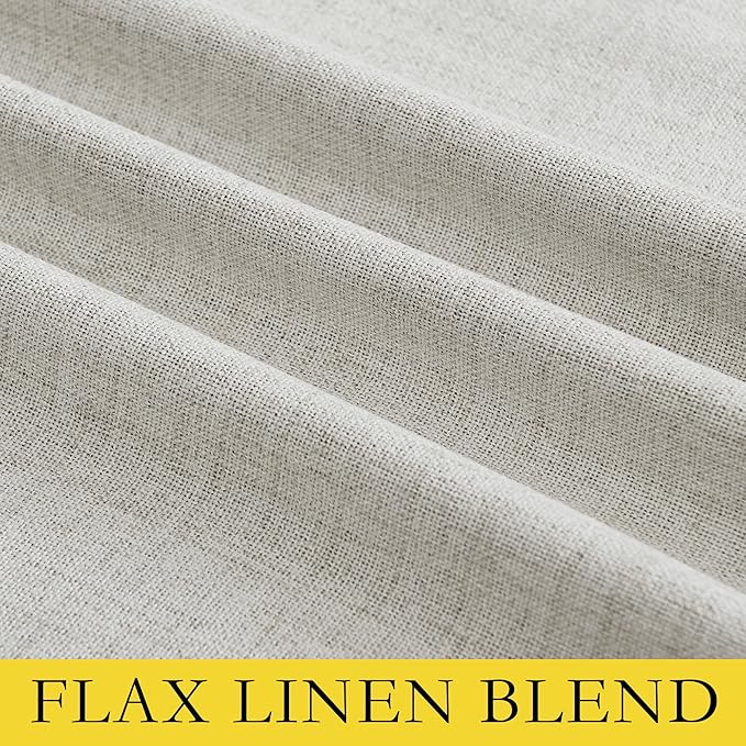 NICETOWN 100% Blackout Linen Curtains 72 inches Long 2 Panels, Thermal Insulated Curtains with Liners for Bedroom, Farmhouse Style Privacy Window Draperies for Living Room, Snowbound, W52 per Panel