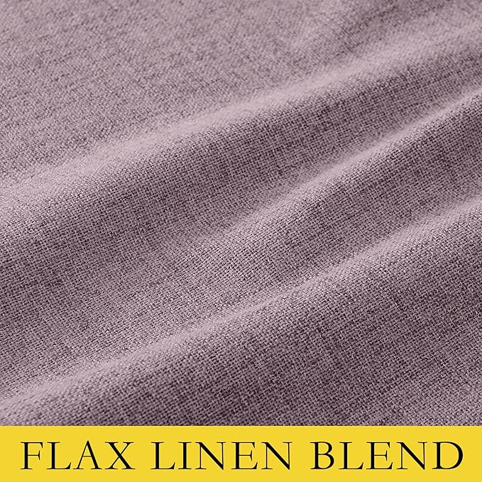 NICETOWN Chaise Mauve Vintage Linen 100% Blackout Curtains for Living Room, Thermal Insulated Curtains 84" Long, 52" Wide Per Panel, Set of 2, Noise Reducing Window Treatment Drapes for Hall Room