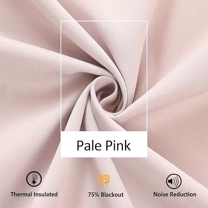 Pink Sliding Door Curtains 100x84inch Length 100% Blackout Extra Wide Pom Pom Room Divider Curtain Panels Thermal Insulated Patio Door Curtains for Kids Nursery Room 1 pc Blush Pink Grommet Top