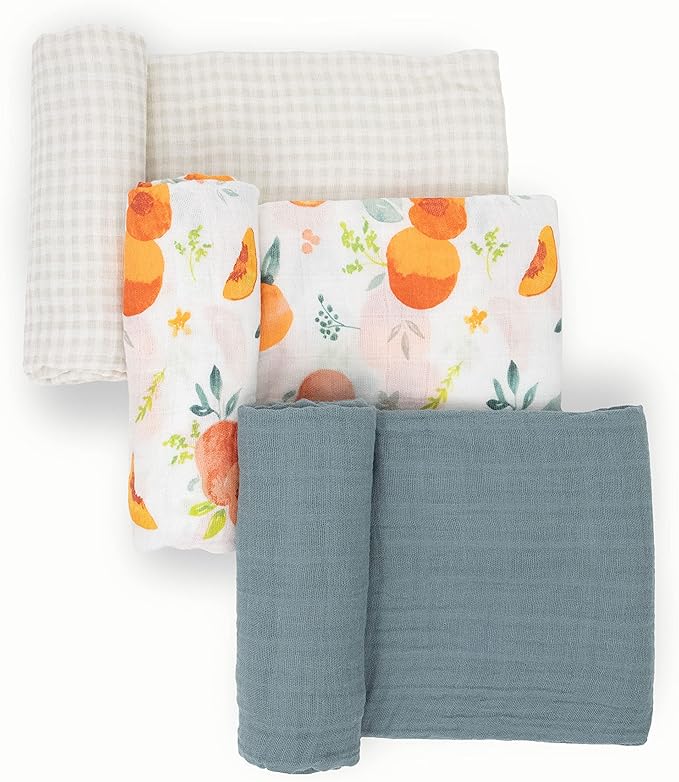 Little Unicorn Muslin Swaddle Blanket for Newborns & Infants | Soft & Breathable Fabric | Set of 3 Baby Blankets for Swaddling, Nursing, Shower Gifts (Georgia Peach)