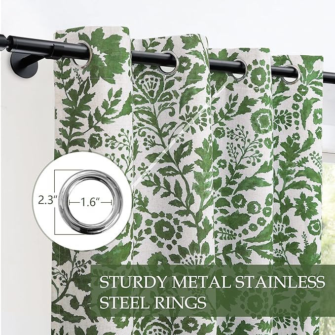 DriftAway Julia Watercolor Blackout Room Darkening Lined Thermal Insulated Energy Saving Window Curtains 2 Layers 2 Panels Each Size 52 Inch by 90 Inch Loden Green
