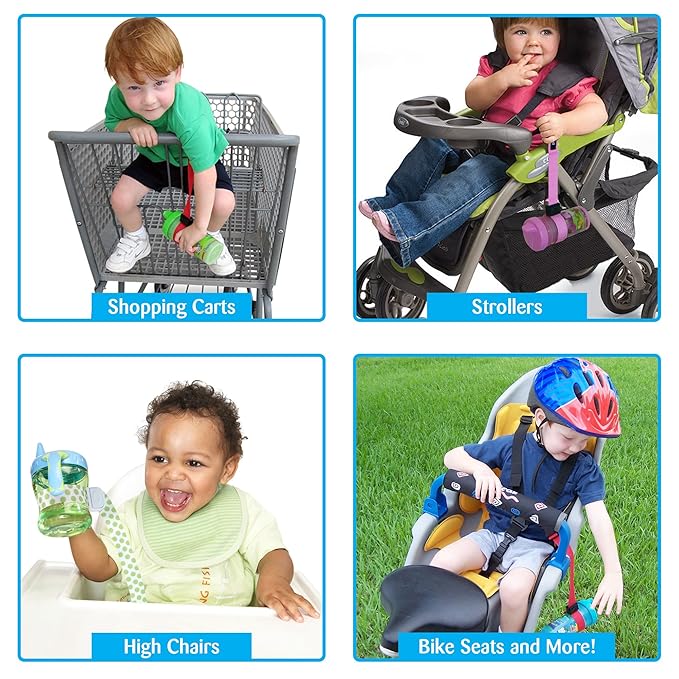 PBnJ Baby SippyPal Sippy Cup Holder Strap Leash Tether 123 2-Pack