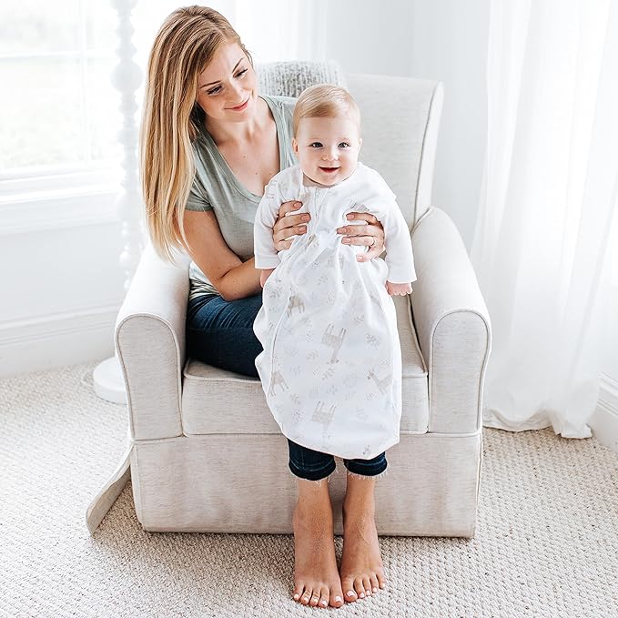 HALO SleepSack, 100% Cotton Wearable Blanket, Swaddle Transition Sleeping Bag, TOG 0.5, Llama Sand, Size Medium, 6-12 Months