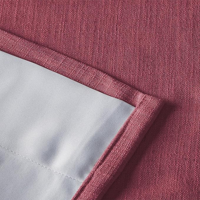 ChadMadeBlackout Linen Curtain for Traverse Rod Pole in Living Room Bedroom Grommet Header Drape for Sliding Patio Door Windows 100Wx96L, 1 Panel, Red Wine, Tallis Collection