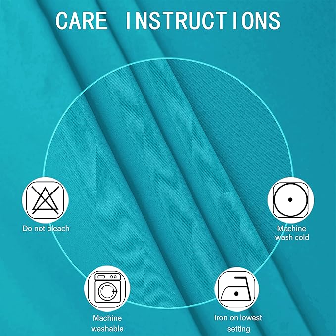 LEMOMO 100% Blackout Curtains 52 x 84 Inch/Teal Curtains 2 Panels with Black Lining Room Darkening Thermal Insulated Bedroom Curtains