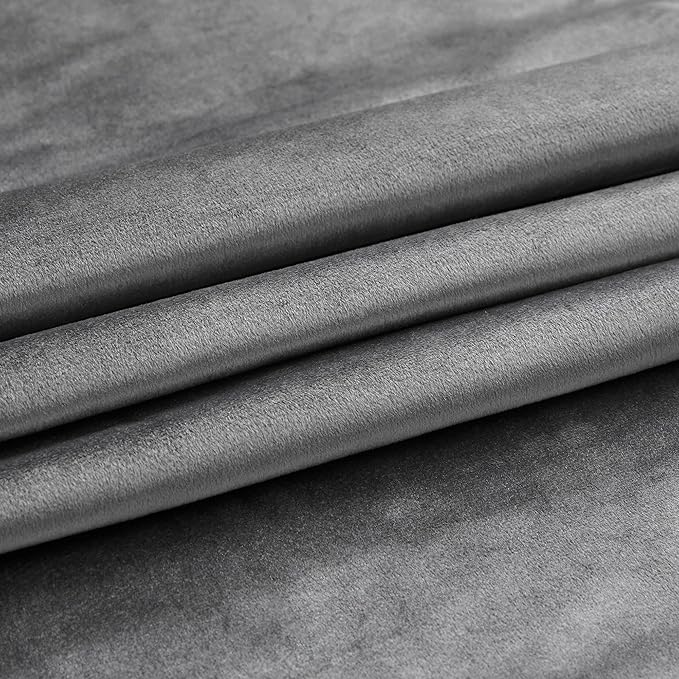 PRIMROSE Dark Grey Velvet Curtains 84 inch Long for Living Room,Set of 2 Panels Blackout Rod Pocket Back Tab Window Treatment Room Darkening Heavy Decorative Curtains Drapes for Bedroom